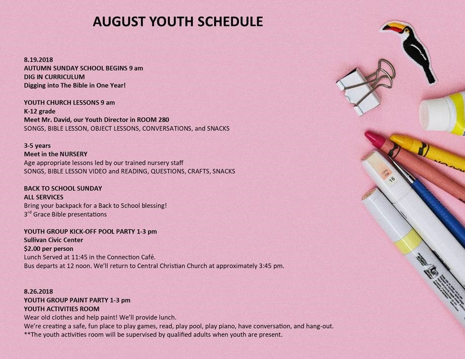 Youth Ministries Central Church Click Here For This Months Youth Schedule Autumn Sunday School